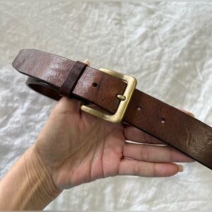 Faherty | Men's 40 | Brown Leather Belt Solid Brass Buckle USA